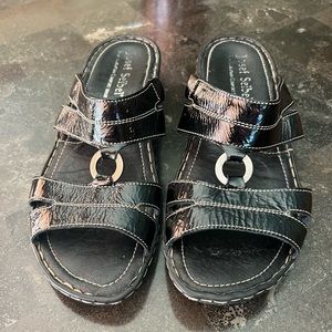 Womens sandals, black leather ,Josef Seibel, size 38 7.5 US.